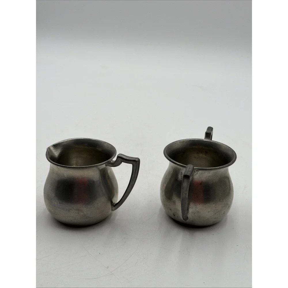 Antique/Vintage Old English Genuine Pewter Creamer and Sugar Bowl